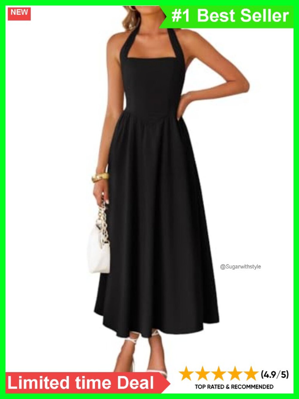 Sleeveless Halter Maxi Dress Backless High Waist A-Line Beach Vacation